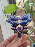 Two moon flowers illustrated sticker, magical floral fantasy art