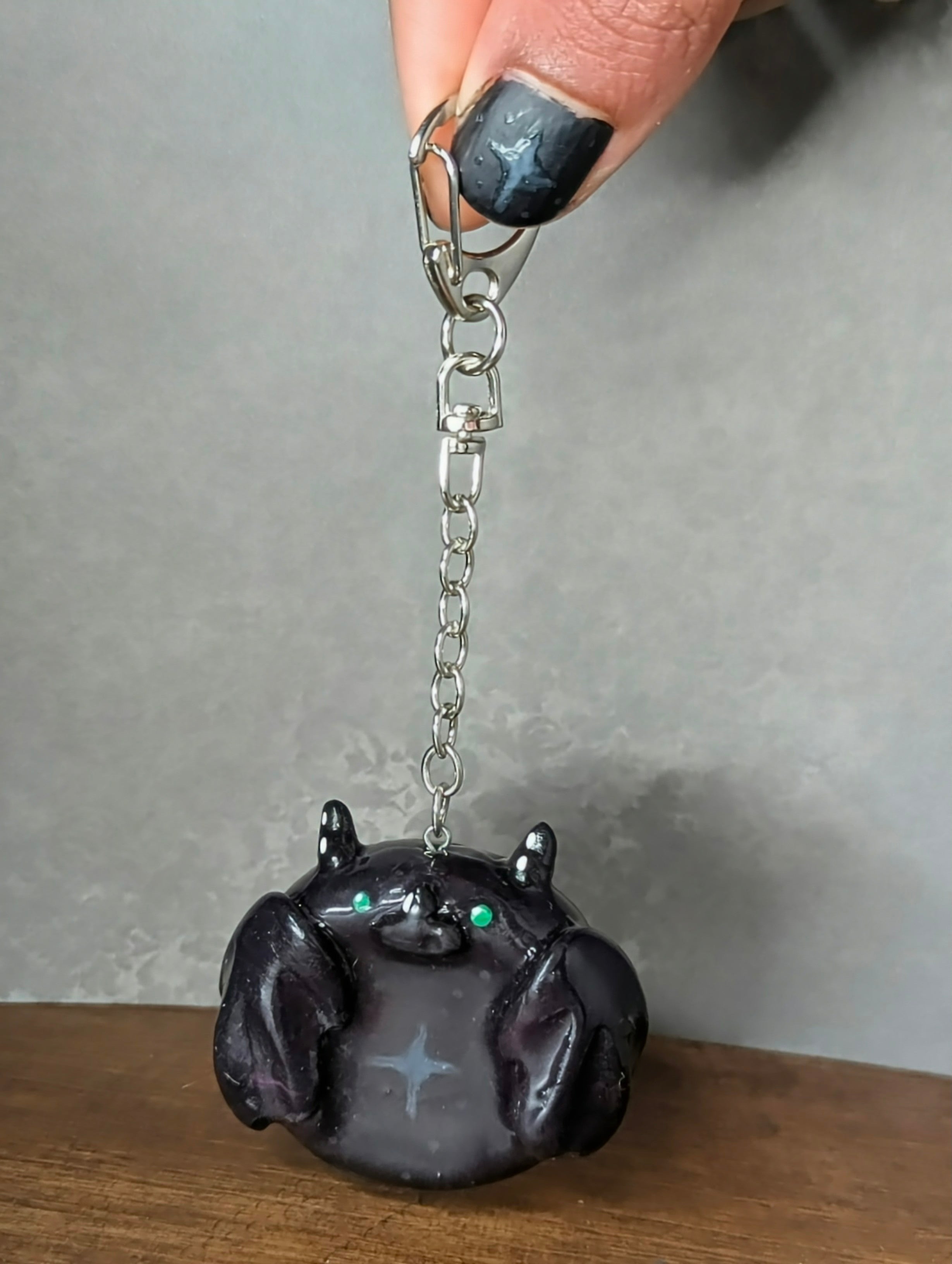 Handcrafted night dragon worry stone in dark black gemstone