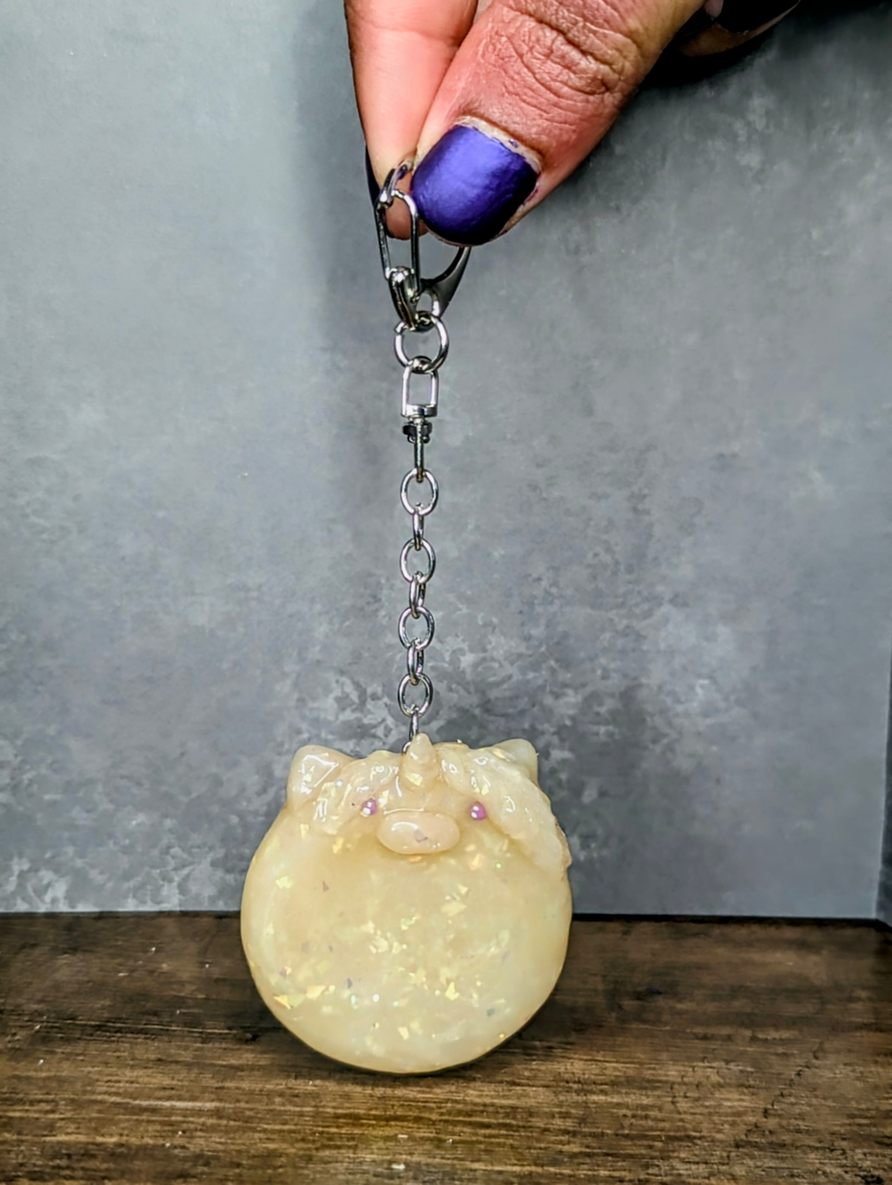 Handcrafted sparkle unicorn worry stone with iridescent gemstone finish